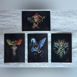 Alchemy Gothic Postcard Set (1990) Set of 4 Fantasy / Dragon / Skeleton Art